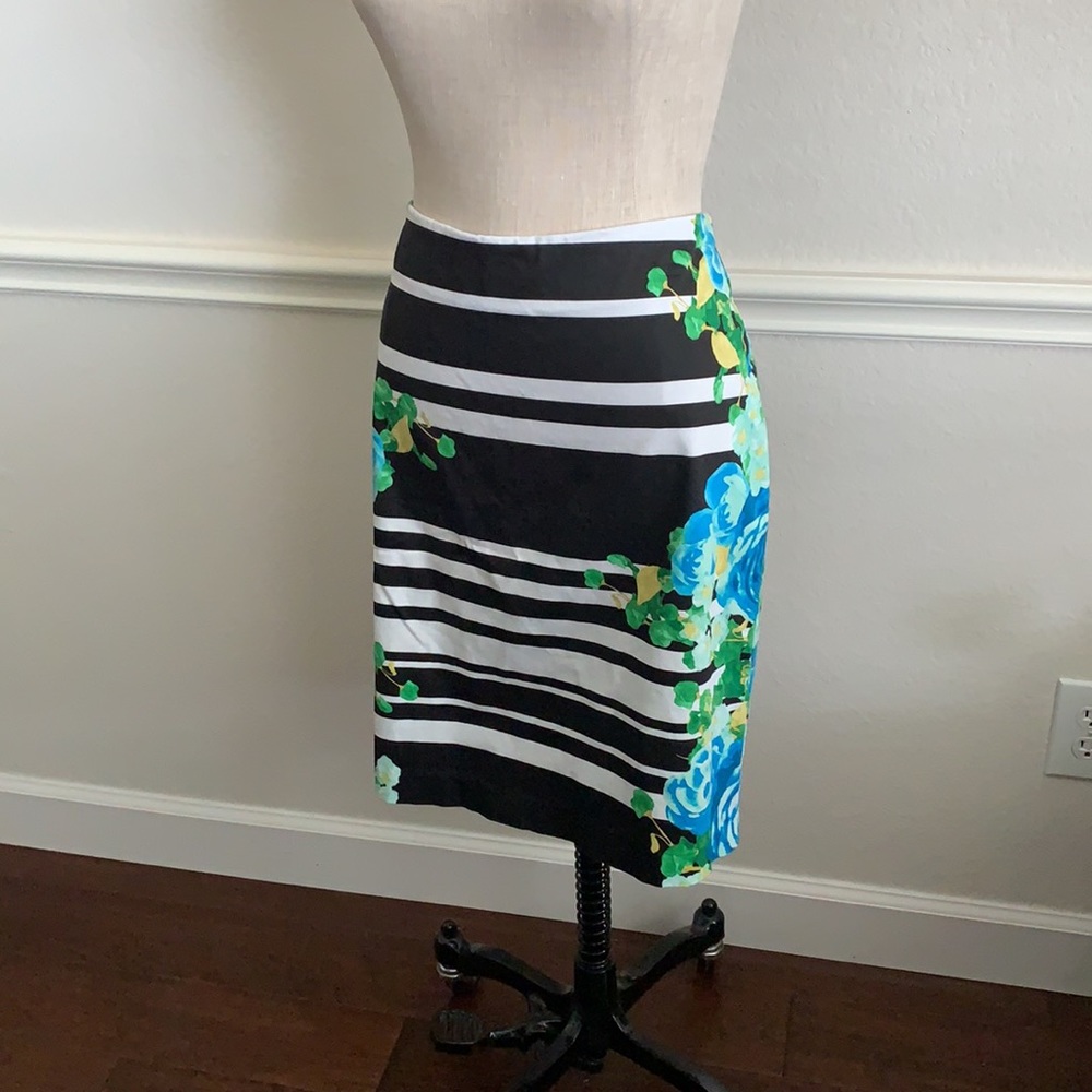 New York & Co.Black & White Strip and Floral Skirt